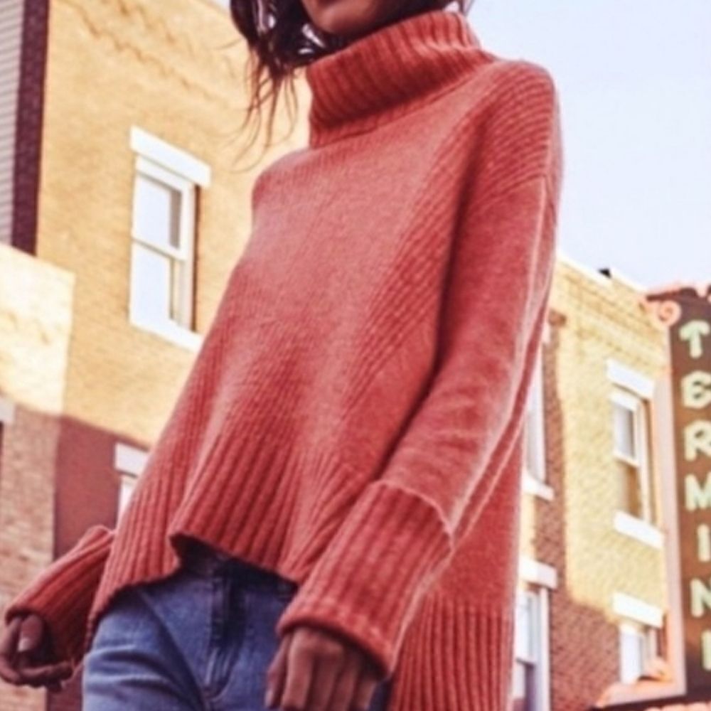 Anthropologie Moth Fireside Turtleneck Jumper Coral Sweater XS‎